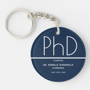 PhD Graduation Party Blue Keychain