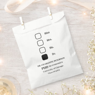 PhD Graduation Party   Favour Bags