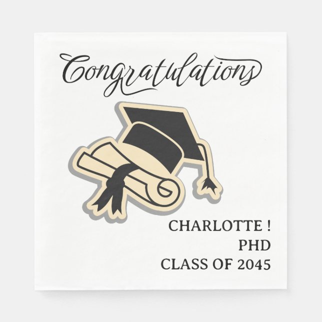 PHD Graduation Party Napkin (Front)