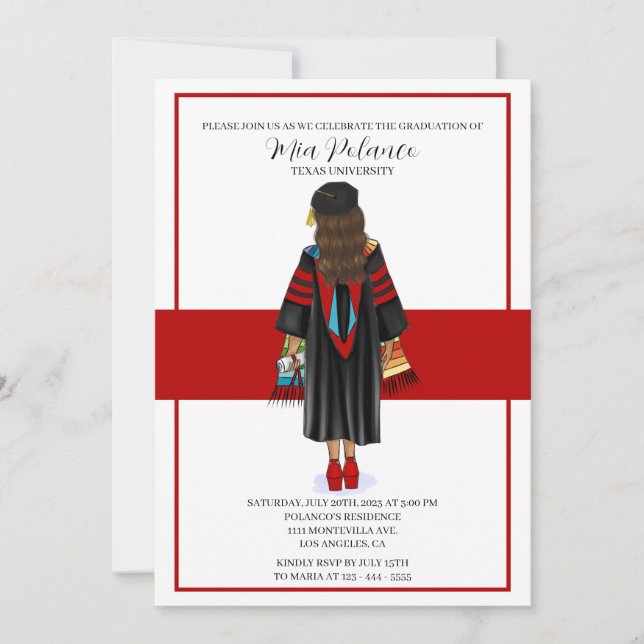 PhD Latina Congratulation Graduation Invitation (Front)