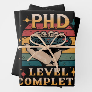 PhD Level Complete Graduation Doctorate Gaming Wrapping Paper Sheet