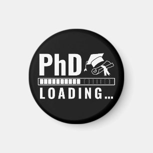 Phd Loading Bar Graduate Student Black White Funny Magnet