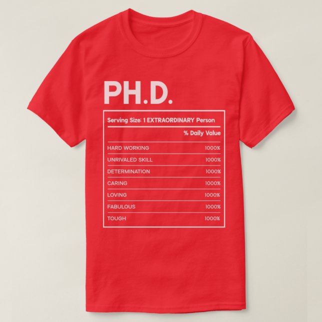 Phd Nutrition Facts Design T-Shirt (Design Front)