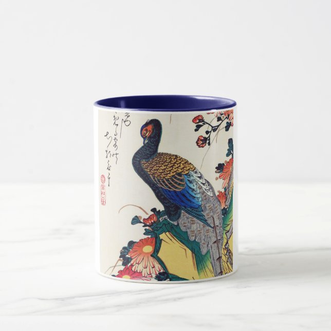 Pheasant and chrysanthemum, Hiroshige, Ukiyo-e Mug (Center)