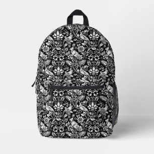 Pheasant and Hare Pattern, Black and White Printed Backpack