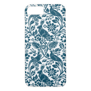 Pheasant and Hare Pattern, White and Dark Blue  Case-Mate iPhone Case