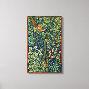 Pheasant Bird in a Tree (by William Morris) Canvas Print