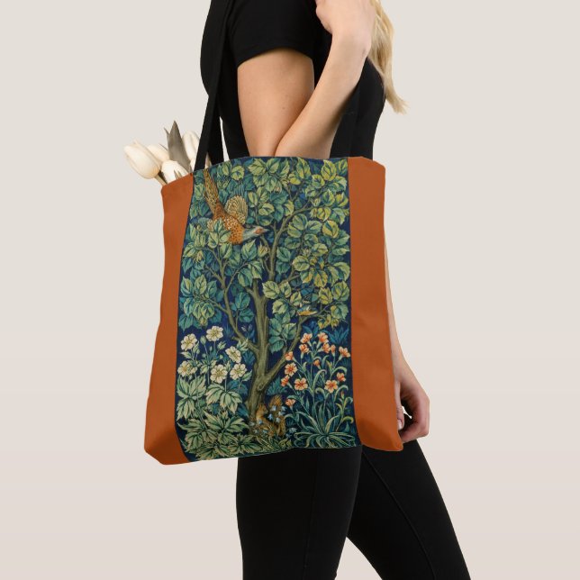 Pheasant Bird in a Tree (by William Morris) Tote Bag (Close Up)
