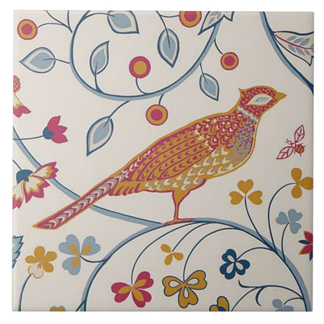 Pheasant Bird, William Morris Tile (Front)