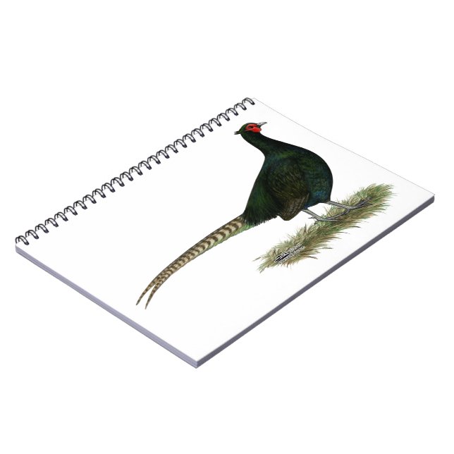 Pheasant Black Rooster Spiral Notebook (Left Side)