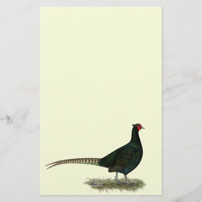 Pheasant Black Rooster Stationery (Front)