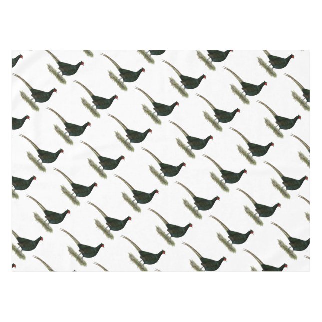 Pheasant Black Rooster Tablecloth (Front (Horizontal))