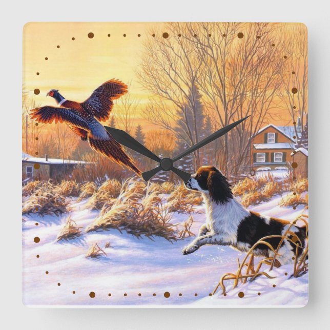 Pheasant Encouraged To Take Flight Square Wall Clock (Front)