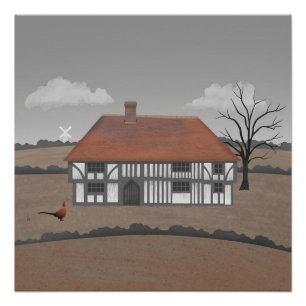 Pheasant Farmhouse Poster