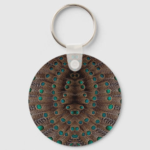 Pheasant Feather Fractal Design Key Ring