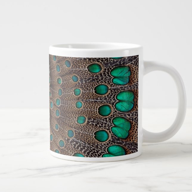 Pheasant Feather Fractal Design Large Coffee Mug (Right)