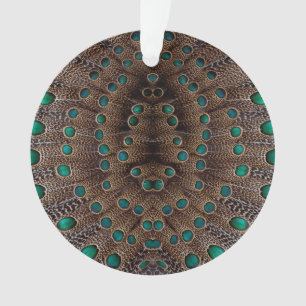 Pheasant Feather Fractal Design Ornament