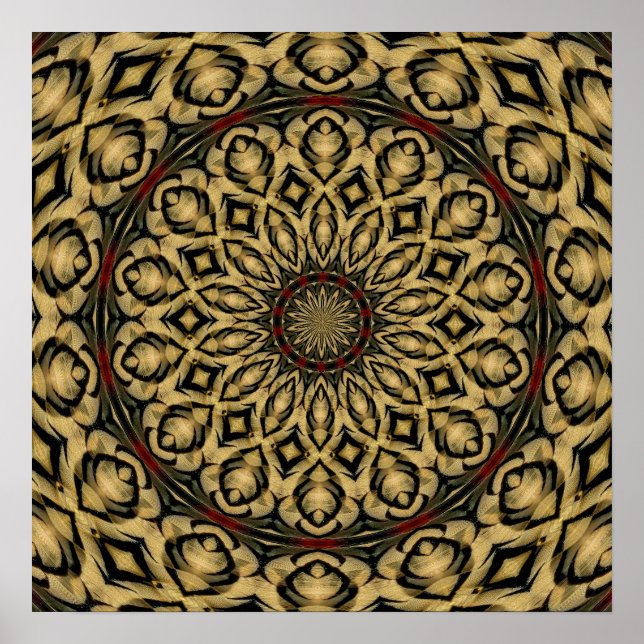 Pheasant Feathers Kaleidoscope Poster (Front)