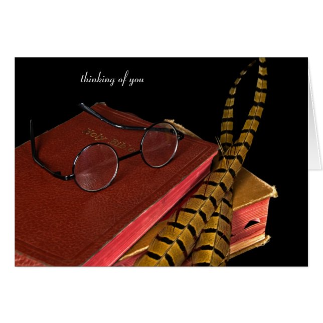 Pheasant feathers on Bible (Front Horizontal)