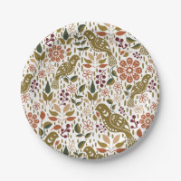 Pheasant Folk Art Paper Plates Fall Party Supplies