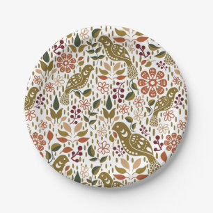 Pheasant Folk Art Paper Plates Fall Party Supplies