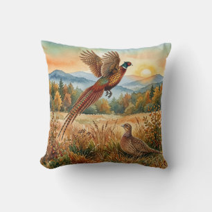Pheasant Forever . Watercolor art Cushion
