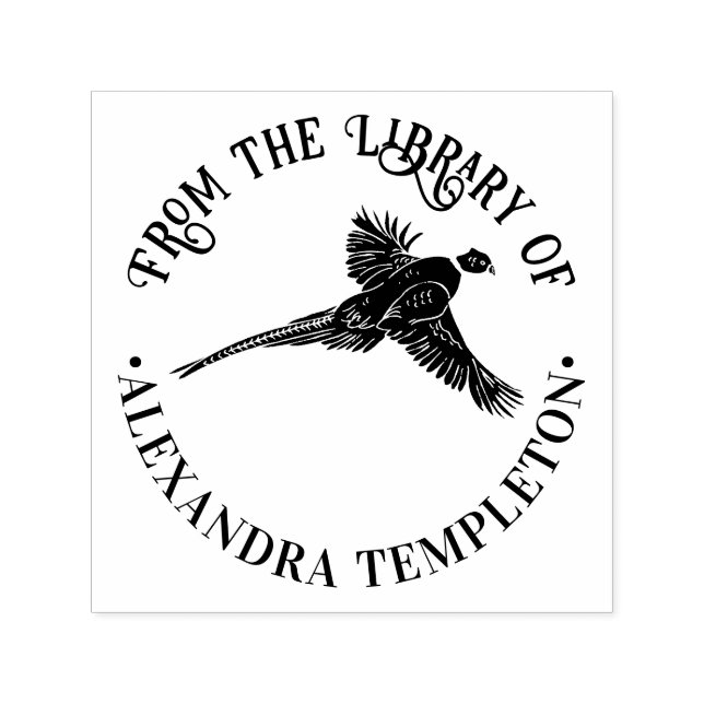 Pheasant Game Bird Silhouette Library Book Name Self-inking Stamp (Design)