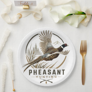 Pheasant Hunting Logo Paper Plate