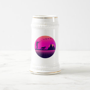 Pheasant Hunting Upland Bird Hunter Dog Vaporwave Beer Stein