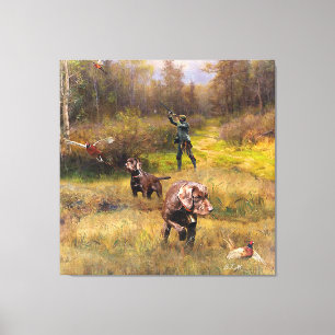 Pheasant Hunting with a Pudelpointers Canvas Print
