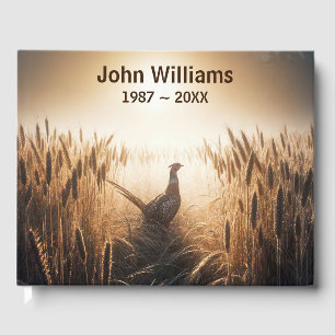 Pheasant in a Wheat Field for Funeral Guest Book