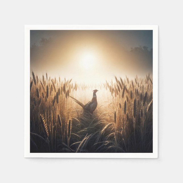 Pheasant in a Wheat Field Napkin (Front)