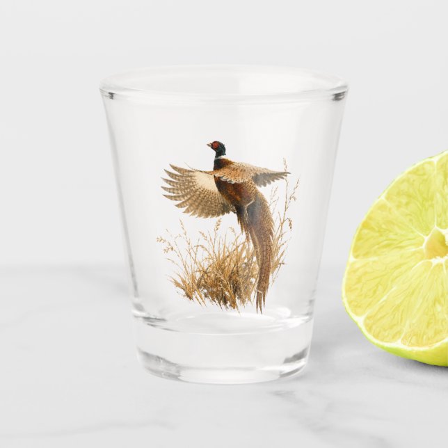 Pheasant in Golden Flight Shot Glass (Front)