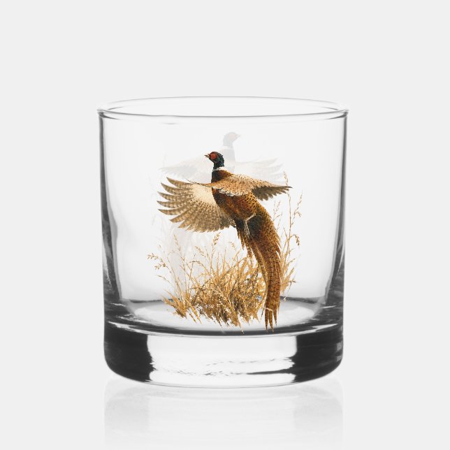 Pheasant in Golden Flight Whiskey Glass (Front)