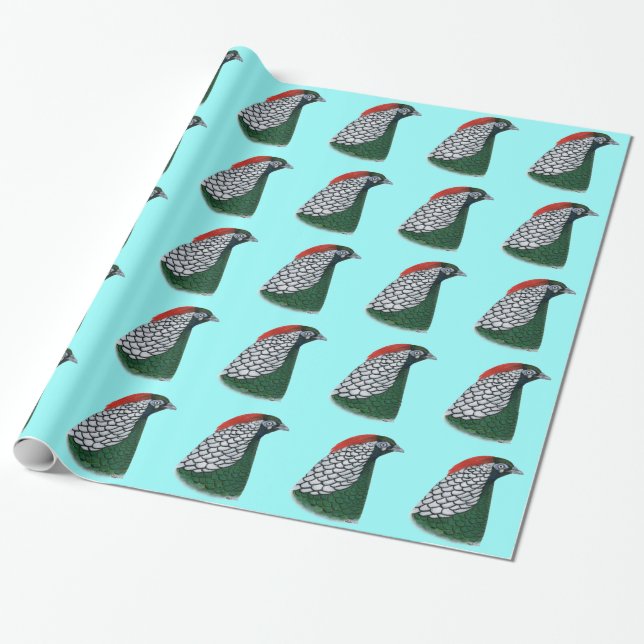Pheasant:  Lady Amherst Head Wrapping Paper (Unrolled)