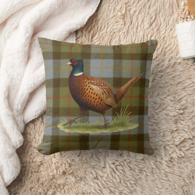 Pheasant on Tartan / Tweed Cushion Home Decor (Blanket)