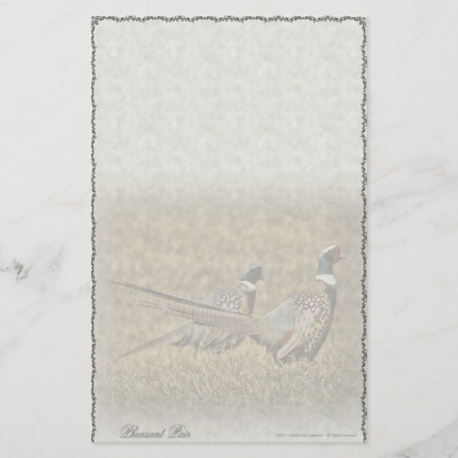 Pheasant Pair Custom Stationery (Front)