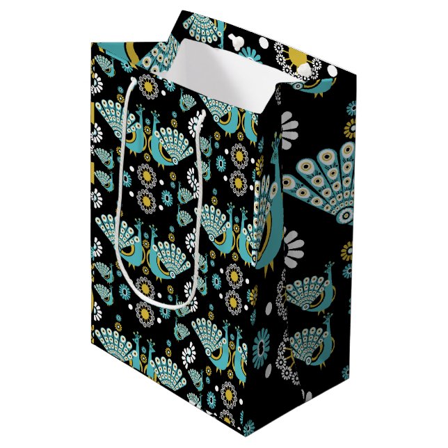  Pheasant Peacock Art Medium Gift Bag (Front Angled)