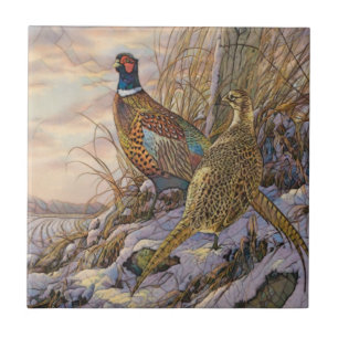 Pheasant Pillar Candle Flask Gift Box Tile