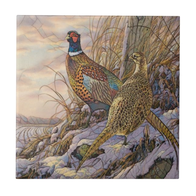 Pheasant Pillar Candle Flask Gift Box Tile (Front)