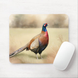 Pheasant Portrait In Golden Meadow Mouse Pad