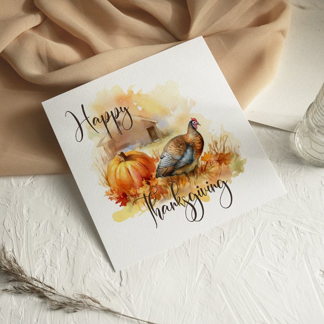 Pheasant Pumpking Fall Happy Thanksgiving card (Creator Uploaded)