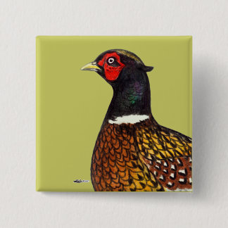 Pheasant: Ringneck Head 15 Cm Square Badge