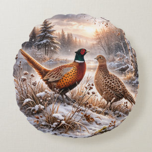 Pheasant round cushion