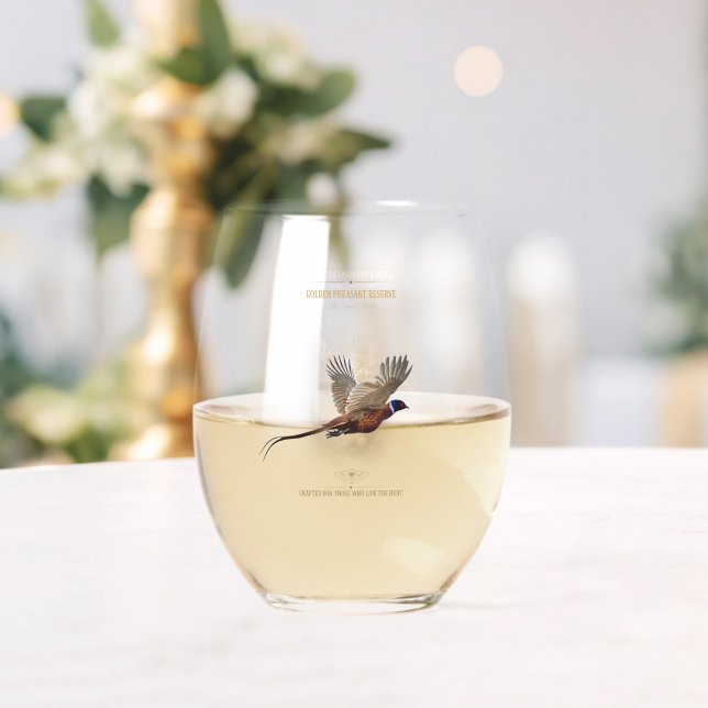 Pheasant, Royal Hunting Stemless Wine Glass (Insitu (Wedding))