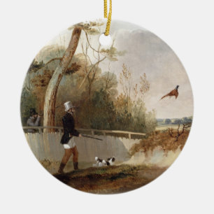 Pheasant Shooting (oil on canvas) Ceramic Tree Decoration