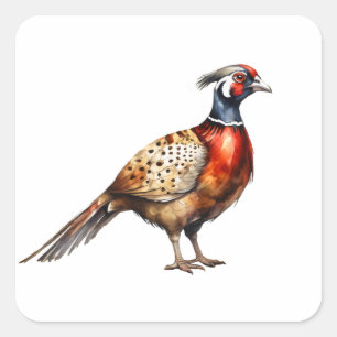 pheasant square sticker