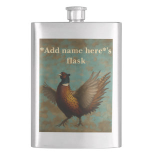 Pheasant strutting design hip flask