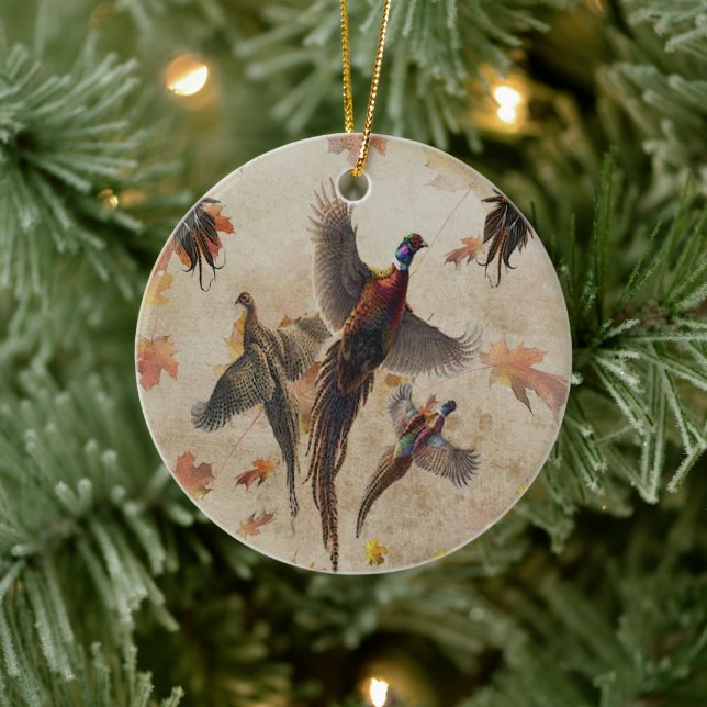 Pheasant  tapestry poster acrylic print triptych k ceramic tree decoration (Tree)