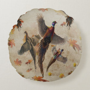 Pheasant tapestry poster acrylic print triptych k round cushion